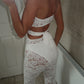 White lace cut out jumpsuit