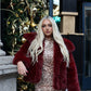 Luxury Wine faux fur lapel jacket