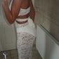 White lace cut out jumpsuit