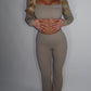 GYM GIRL ERA EXCLUSIVE Camel brown Sculpt square neck top