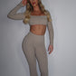 GYM GIRL ERA EXCLUSIVE Camel brown Sculpt square neck top