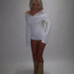 LIMITED EDITION HAND MADE AND DESIGNED IN HOUSE: ‘Angel’ white playsuit