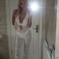 White lace cut out jumpsuit