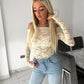 Off white off the shoulder lace top