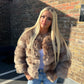 Brown faux fur 3/4 sleeve coat