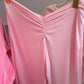 LIMITED EDITION HAND MADE AND DESIGNED IN HOUSE: ‘Charleen’ pink crop top and ruched flared bottoms