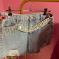 Denim pearl tassel shorts