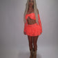 LIMITED EDITION HAND MADE AND DESIGNED IN HOUSE: Coral frilly Rara skirt top and sleeves three piece