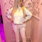 Off white Eyelet Lace Up Detail Hoodie & Jogger Fleece tracksuit