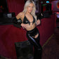 HAUNT COUTURE HANDMADE: Black pvc cow girl 4 piece set (sleeves, top, shorts, detachable bottoms)