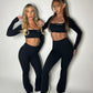 PRE-ORDER GYM GIRL ERA EXCLUSIVE Black Sculpt flared bottoms