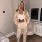 Beige ruched tracksuit