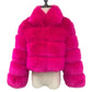 PRE ORDER Pink Collar zip up faux fur coat
