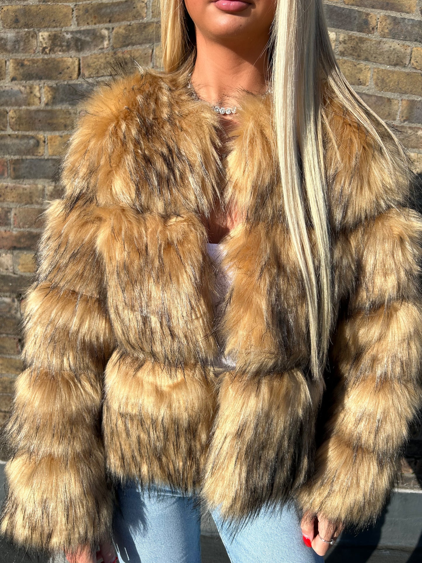 PRE ORDER Raccoon Faux fur 3/4 sleeve coat