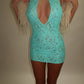 LIMITED EDITION HAND MADE AND DESIGNED IN HOUSE: ‘Aura’ blue lace dress