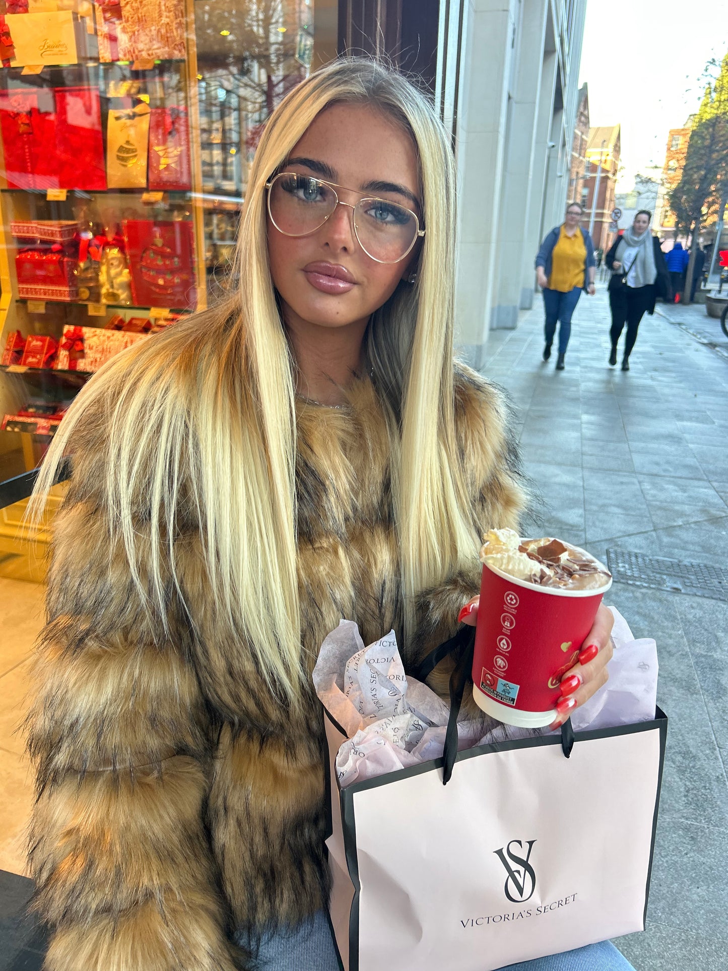 Raccoon Faux fur 3/4 sleeve coat