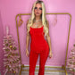 Red Slinky vest top and flared bottoms set
