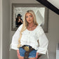 White Cropped Ruffle Blouse