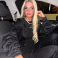 Black ruched sleeve tracksuit