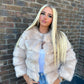 Luxury Cream Faux fur 3/4 length sleeve fur coat