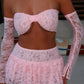 LIMITED EDITION HAND MADE AND DESIGNED IN HOUSE: Baby pink frilly Rara skirt top and sleeves three piece