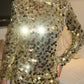 Gold sequins disc dress