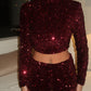 Burgundy sequins shorts
