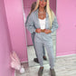Grey ruched sleeve tracksuit