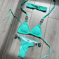 Aqua blue bikini top and head band