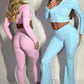 PRE-ORDER GYM GIRL ERA EXCLUSIVE Blue Sculpt V Waist flared bottoms