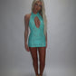 LIMITED EDITION HAND MADE AND DESIGNED IN HOUSE: ‘Aura’ blue lace dress