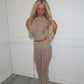 Gold mesh top and ruched bottoms co-ord