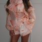 Floral Print Blouse And Shorts Set With Neckerchie
