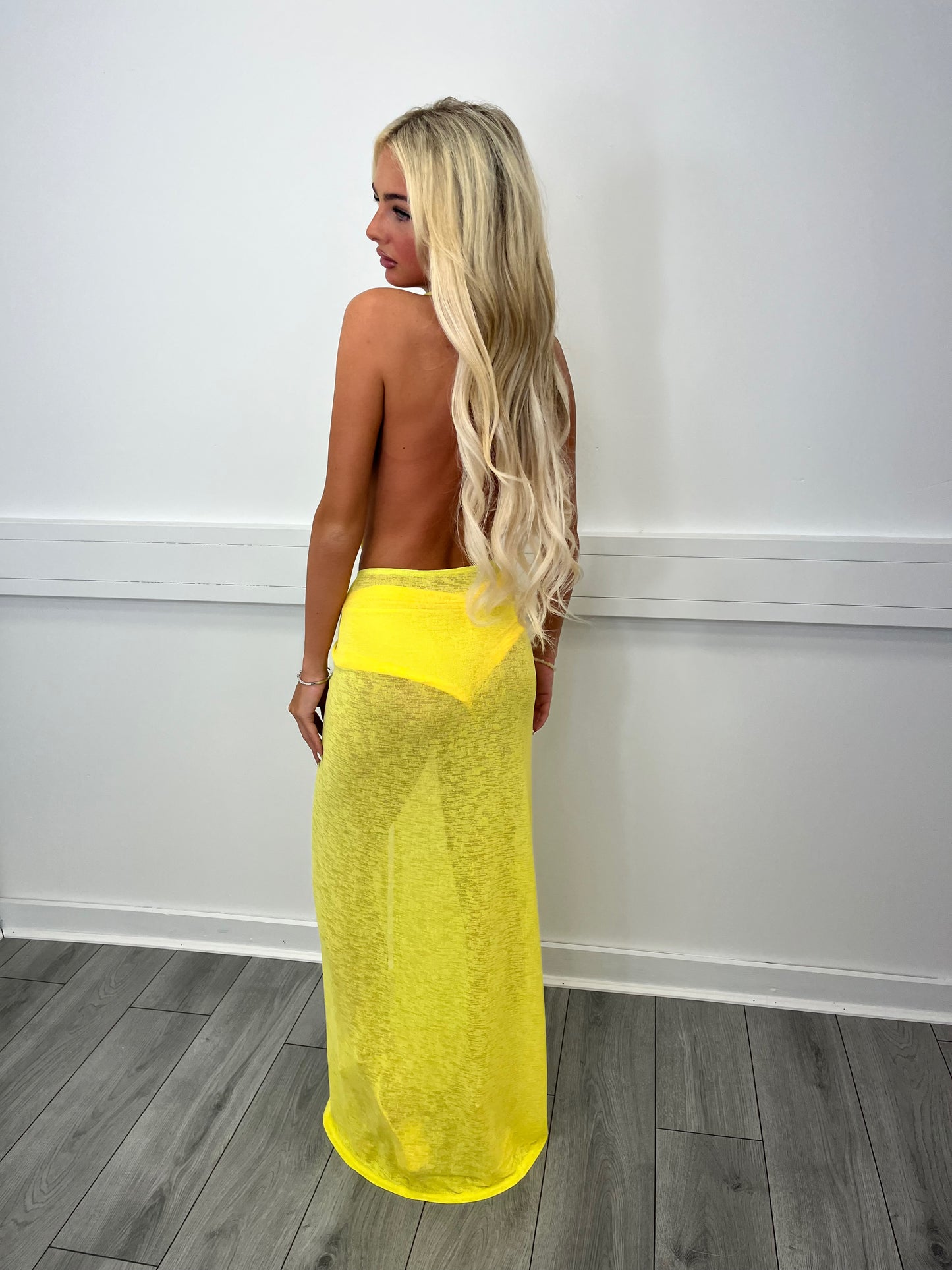 Yellow plunge dress