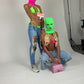 Green Balaclava and pink top