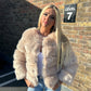 Luxury Cream Faux fur 3/4 length sleeve fur coat
