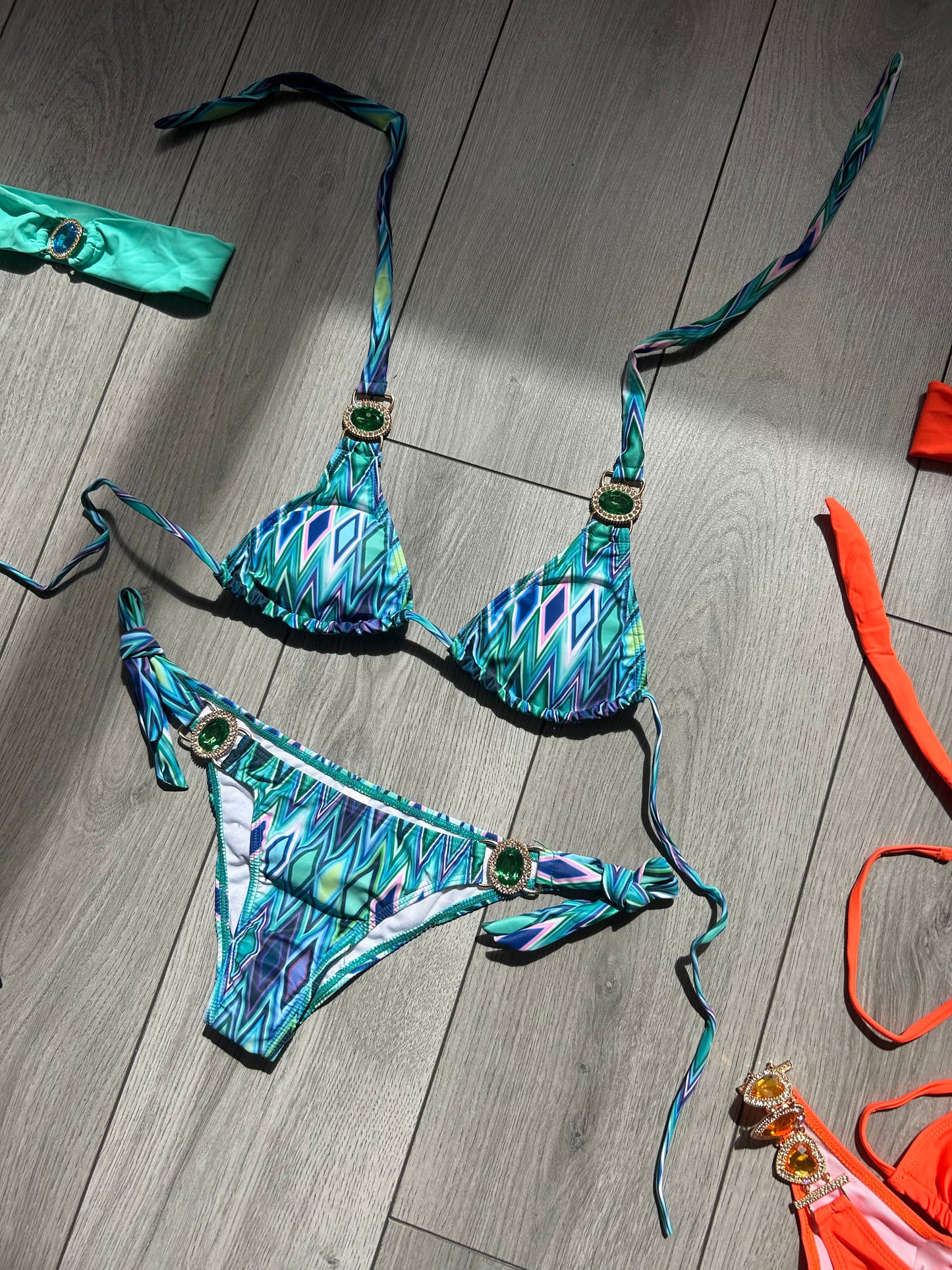 Blue Aztec bikini bottoms
