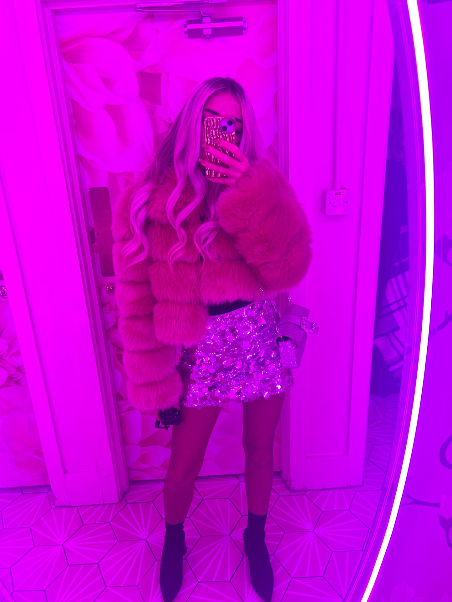 Disc silver sequins skirt