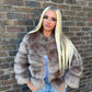 Brown faux fur 3/4 sleeve coat