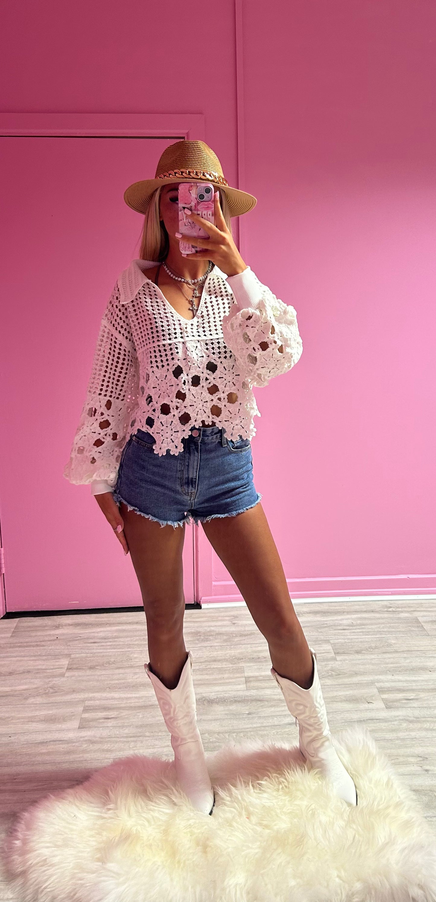 White crochet jumper