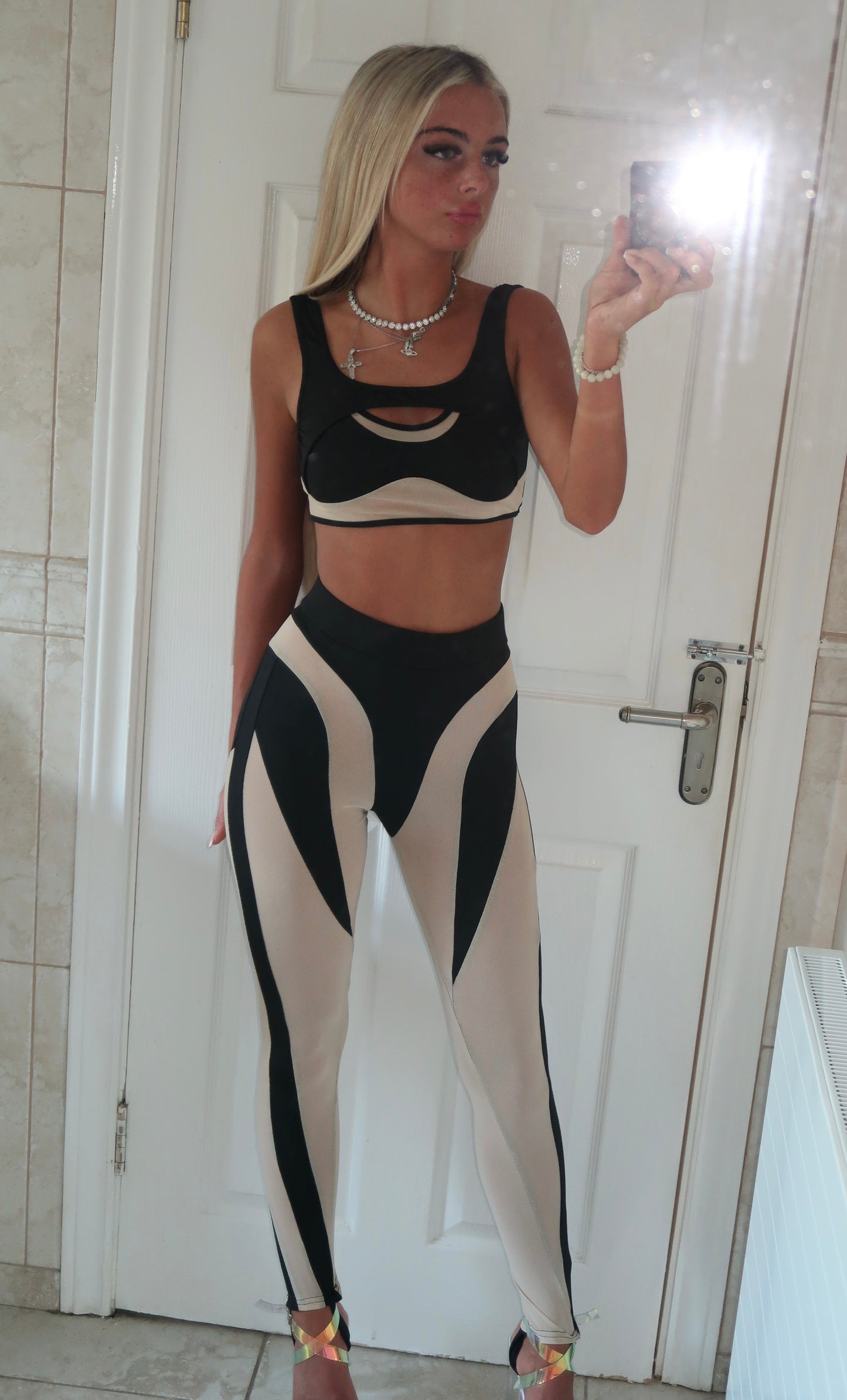 Black mesh leggings