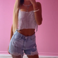 Denim tassel shorts