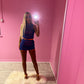 Blue and orange ruched mesh co-ord