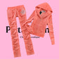 PRE ORDER peach limited edition velour tracksuit