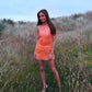 Orange metallic bodysuit