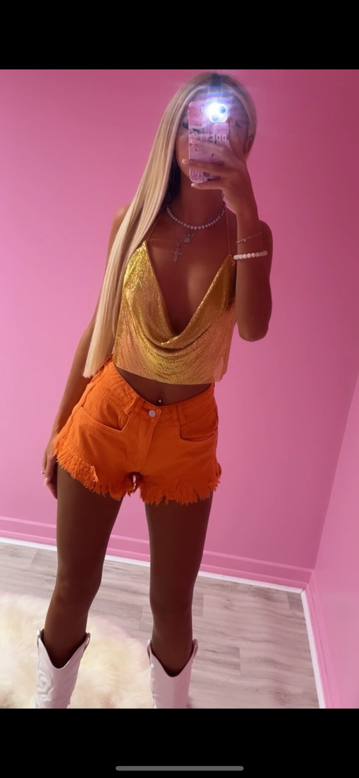 Gold chain mail top