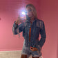 Diamanté tassle assymetric denim jacket