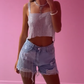 Denim tassel shorts