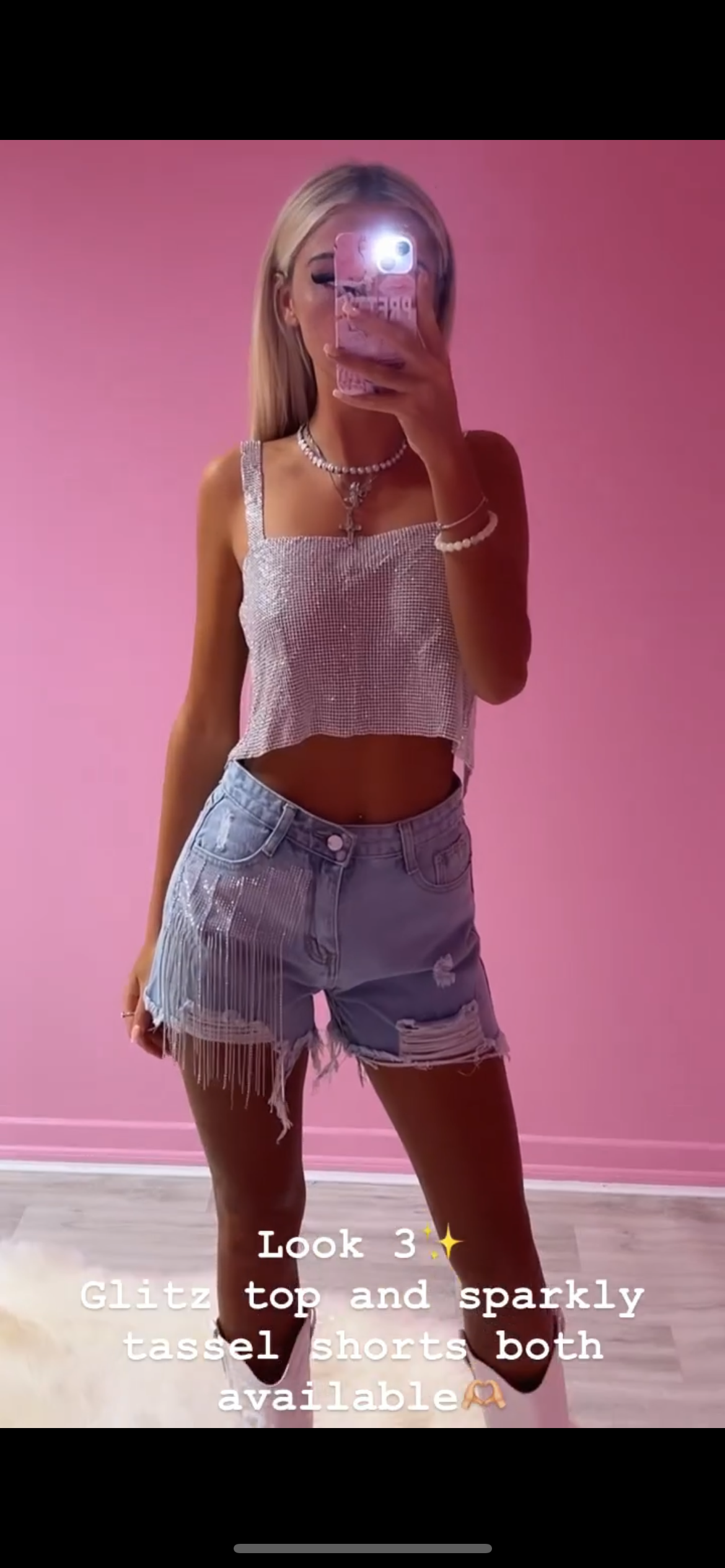 Denim tassel shorts
