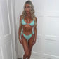 Ocean Blue metallic bikini top and bottoms